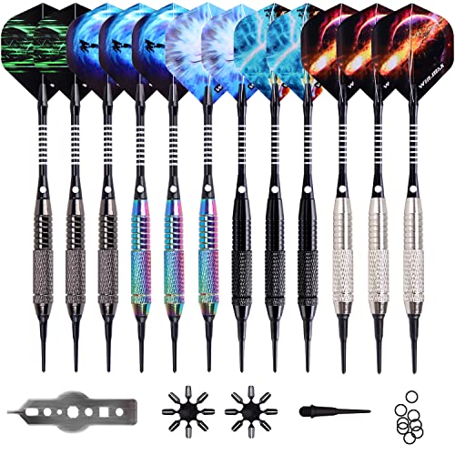 WIN.MAX Dartpfeile mit kunststoffspitze für elektronische dartscheibe 12 Stück Soft Darts Pfeile Set,18 Gramm Profi von WIN.MAX