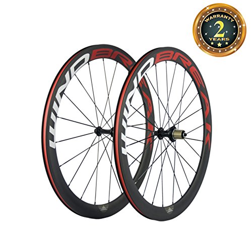 WINDBREAK BIKE 700C 50mm Clincher Full Carbon Fiber Spoke Bicycle Wheel with Matte finish von WINDBREAK BIKE