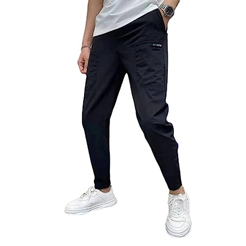 Herren High Stretch Multi-Pocket Skinny Cargo Hose 2023 Neue Casual Wandern Outdoor Sweatpant Casual Jogger Pant (Black,30(60-65kg)) von WINDEHAO