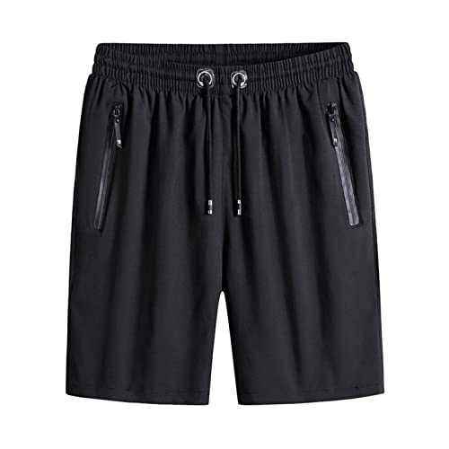 WINDEHAO Herren-Shorts aus Eisseide-Stretch,lässige,atmungsaktive Shorts mit Reißverschluss,sportliche Sommer-Strandhose (Black,XL) von WINDEHAO
