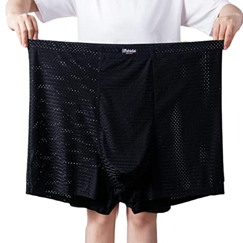 WINDEHAO Übergröße 13XL-210 kg Herren-Boxershorts, 3 Stück nahtlose Eisseide-Unterwäsche lockere Elastizität Mesh atmungsaktive Unterhose (schwarz, 11XL) von WINDEHAO