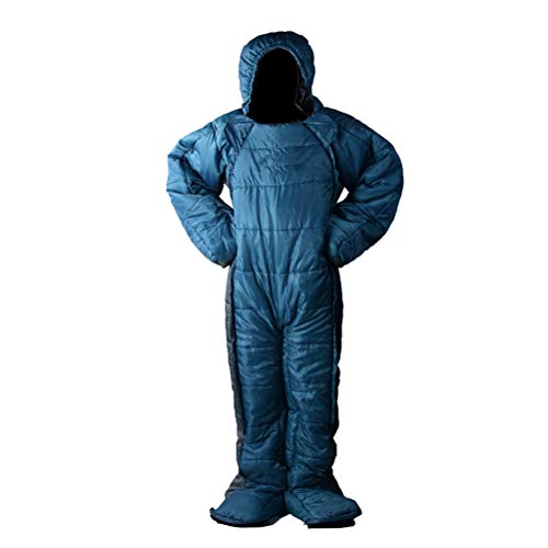WING Erwachsener tragbarer Schlafsack-Anzug für das Kampieren, stehend 3 Jahreszeit-Ganzkörper-Schlafenabnutzung für das Wandern im Freien, menschliches geformtes, Reißverschluss-Design,L von WING