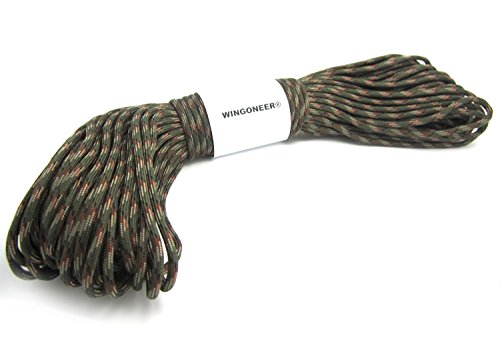 WINGONEER Paracord 4mm, 100ft, Paracord 550 7 Core Strand, reißfest, 100% Nylon Cord, Vielseitig Typ III Mil-Spec Paracord, Hält bis zu 250kg, Ideal für Outdoor Survival Camping– Olive Green Camon von WINGONEER