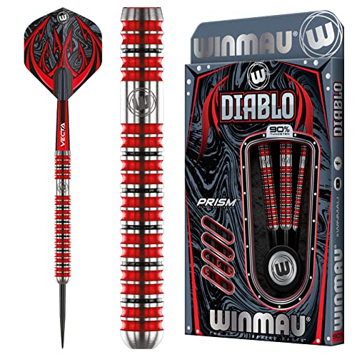 WINMAU Diablo 22 Gramm Profi Stahlspitze Wolfram Dartpfeile mit Flüge und Stiele (Wellen) von WINMAU