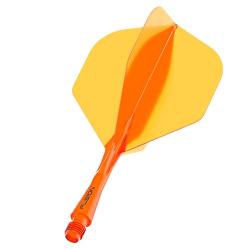 WINMAU Fusion Fluoro Orange Short integriertes Dart-Flight und Schaftsystem – 1 Set pro Packung (3 Flights und Schäfte insgesamt) von WINMAU