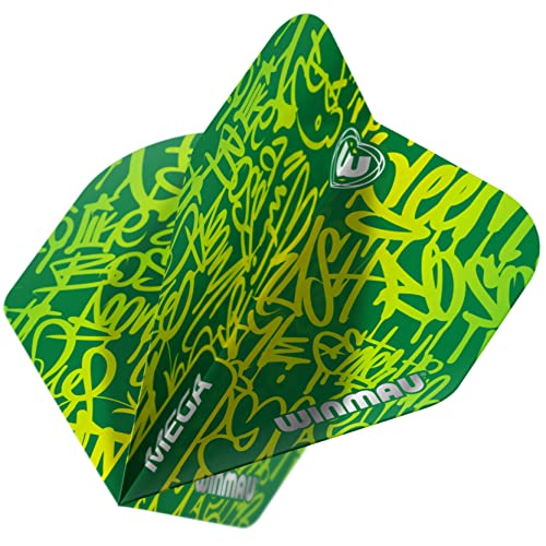 WINMAU Mega Standard Green Extra Thick Dart Flights - 1 Satz pro Packung (Insgesamt 3 Flüge) von WINMAU