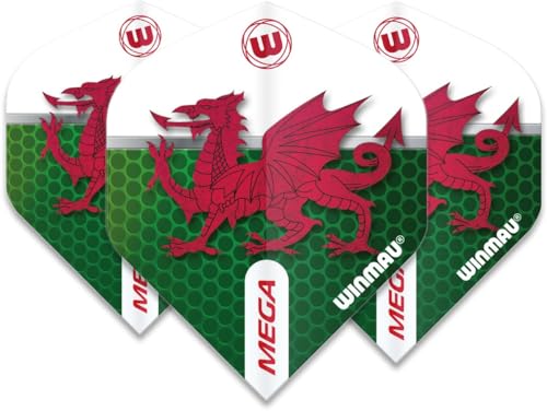 WINMAU Mega Standard Wales Dart Flüge - 1 Satz pro Packung (insgesamt 3 Flüge) von WINMAU