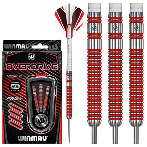 WINMAU Overdrive 23g Profi Wolfram Steeltip Dartpfeile Set mit Flights und Schäfte von WINMAU