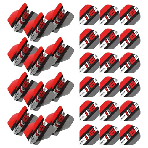 WINMAU Prism Delta Blade 6 Dart-Flights in Schwarz, Rot und Grau, extra dick, 10 Sets pro Packung (insgesamt 30 Dart-Flights von WINMAU