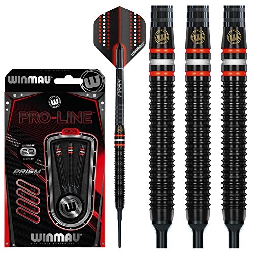 WINMAU Pro-Line 18g Fassgewicht, 20g Gesamtgewicht Profi Wolfram Softip Dartpfeile mit Flights und Schäfte von WINMAU