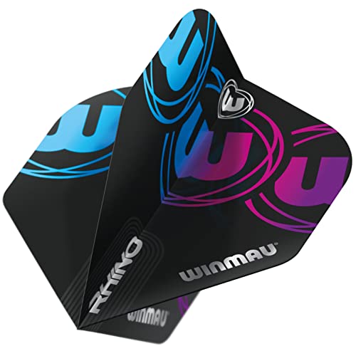 WINMAU Rhino Black, Blue & Purple Extra Thick Dart Flights - 1 Satz pro Packung (Insgesamt 3 Flüge) von WINMAU