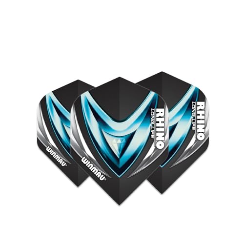 WINMAU Rhino Extra Thick Black, Blue & Silver - 1 Sätze pro Packung (3 Flights insgesamt) von WINMAU