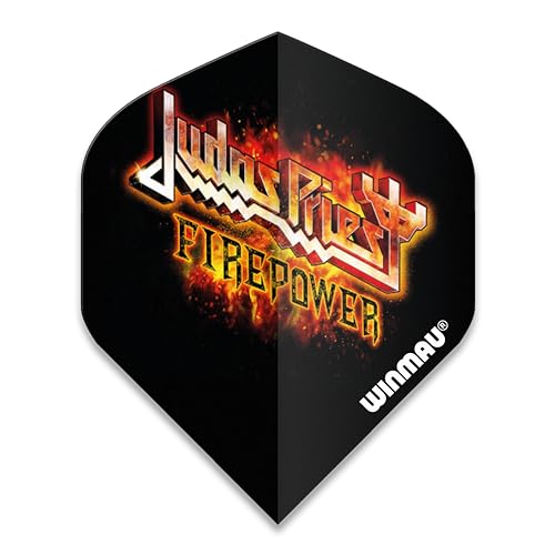 WINMAU Rock Legends Judas Priest Flaming Logo Rhino Extra Thick Dart Flights - 1 Satz pro Packung (Insgesamt 3 Flüge) von WINMAU