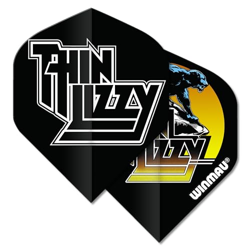 WINMAU Rock Legends Thin Lizzy Dart-Flights, Schwarz, 1 Set pro Packung (insgesamt 3 Flights) von WINMAU