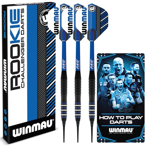 WINMAU Rookie Blue Brass Softip Darts-Set, 18 g, mit Flights, Schäften (Stiele) und exklusivem Dart-Broschüre von WINMAU