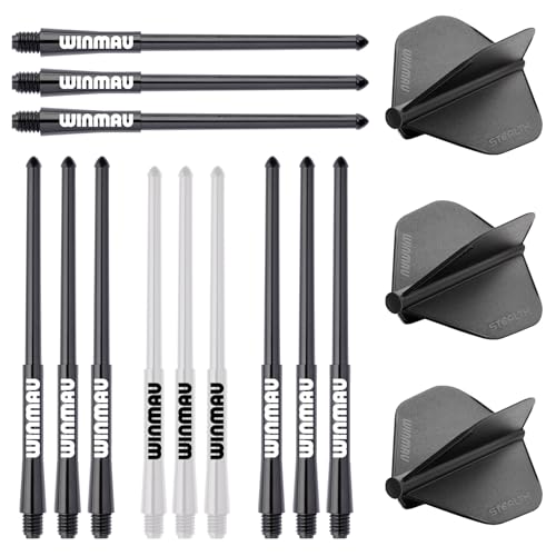 WINMAU Stealth Dart-Flights und Schäfte (Schäfte) Multipack in Schwarz – mit verschiedenen Längen von Stielen von WINMAU