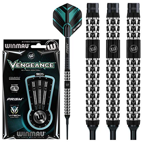 WINMAU Vengeance 18g Fassgewicht, 20g Gesamtgewicht Profi Wolfram Softip Dartpfeile mit Flights und Schäfte von WINMAU