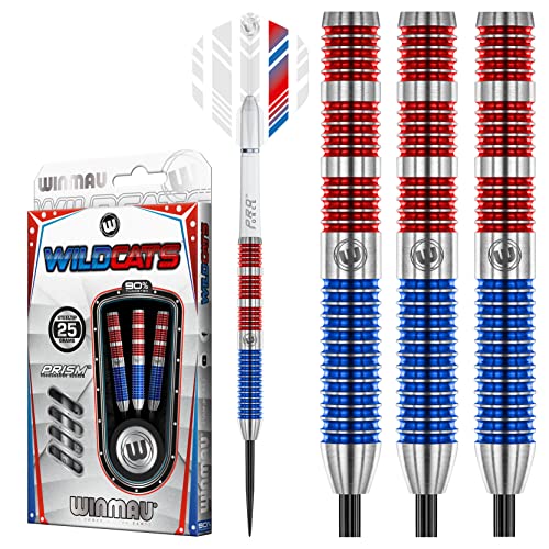 WINMAU Wildcats 25 Gramm Profi Wolfram Steeltip Dartpfeile Set mit Flights und Schäfte von WINMAU