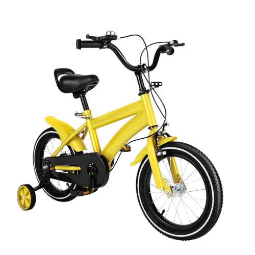 WINPANG Kinderfahrrad, 14-Zoll-Fahrrad mit Stützrädern und Schutzblechen für Jungen und Mädchen, gelb von WINPANG