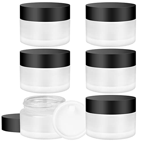 WINSDL Cremedose Leer, 30ml Cremeflasche, 6 Stück/Set, verbessertes mattiertes Dickes Glas, kann verwendet Werden, um eine Vielzahl von Kosmetika Salbe aufzunehmen, sicher und zuverlässig von WINSDL