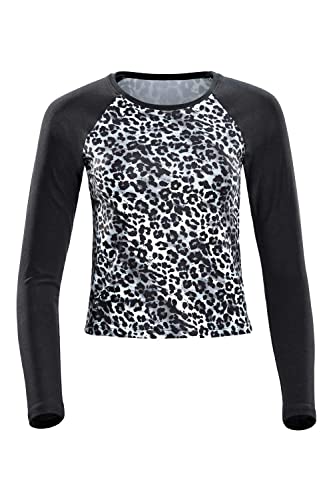 Winshape Functional Light and Soft Cropped Long Sleeve Top AET119LS, Schneeleopard, Ultra Soft Style, Fitness Freizeit Yoga Pilates von WINSHAPE