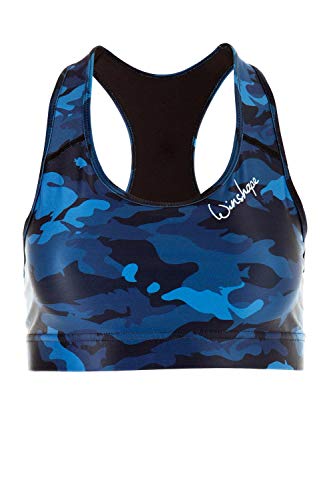 Winshape Damen Bustier Functional BH SB101, Print, All-Fit Style, Fitness Freizeit Sport Yoga Workout, Camo-Blue, XS von WINSHAPE
