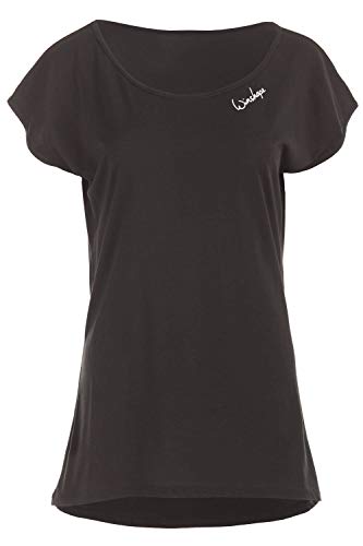 Winshape Damen Ultra leichtes Modal-Kurzarmshirt mit abgerundetem Saum MCT013, All-Fit Style, Fitness Freizeit Sport Yoga Workout, SCHWARZ, M von WINSHAPE