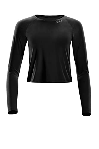 WINSHAPE Damen Functional Light and Soft Cropped Long Sleeve Top Aet119ls Yoga-Shirt, Schwarz, XL EU von WINSHAPE