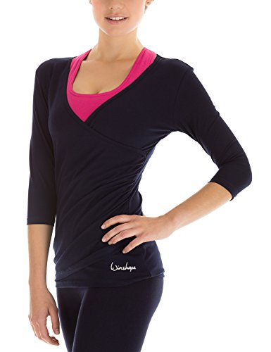 Winshape Damen 3/4-arm Shirt WS3 in Wickeloptik ,Fitness, Yoga-Pilates, Freizeit von WINSHAPE