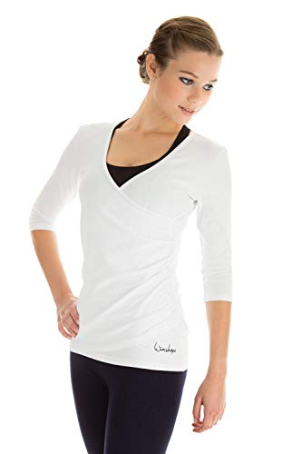 WINSHAPE Damen Ws3 In Wickeloptik 3/4-arm Shirt, Weiß, S EU von WINSHAPE