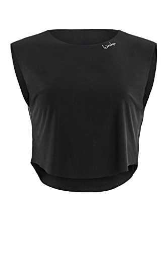 WINSHAPE Damen Light And Soft Cropped Top Aet115ls Yoga-Shirt, Schwarz, L EU von WINSHAPE