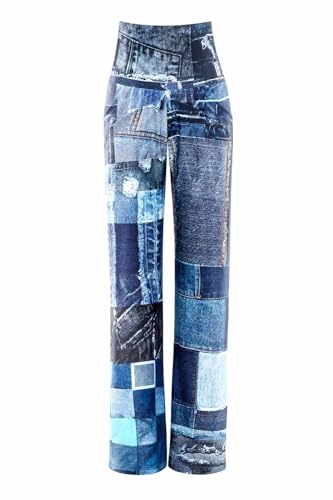Winshape Damen Functional Comfort Culottes Cul101c “high Waist” Mit Patchwork-Print Trainingshose, Blau, XS EU von WINSHAPE