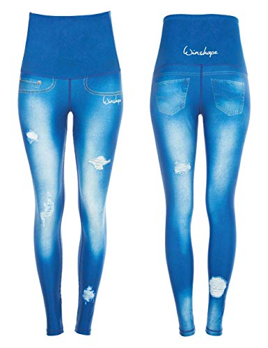 Winshape Damen Functional Power Shape Jeans Tights Leggings High Waist „Blue Lagoon“ HWL102, ocean blue, Winshape Slim Style, Fitness Freizeit Sport Yoga Workout von WINSHAPE