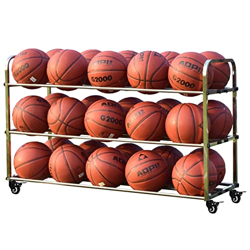 WIPPWER Robuste Ballaufbewahrung, Garagen-Sportgeräte-Organizer mit Rädern, großer Basketballständer for den Innen- und Außenbereich (Size : 3-Tier) von WIPPWER