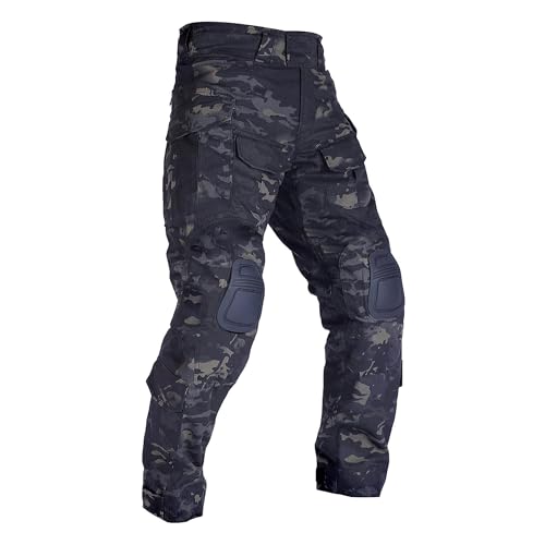 WISEONUS Taktische Hose Herren Militär Camouflage Ripstop Airsoft Ausrüstung Paintball Schießen Cargo Jagdhose Kampfhose mit Knieschützer Multi-Tasche von WISEONUS