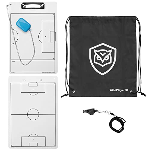 WISEPLAYERFC Taktiktafel Fußball für Fußballtrainer-Taktikboard für Fussball mit Pfeife und Tasche von WISEPLAYERFC