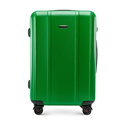 WITTCHEN Classic Line Elegante Mittelgroßer Koffer aus Robustem Polycarbonat mit vertikaler Prägung TSA-Schloss Größe M 62L Grün von WITTCHEN
