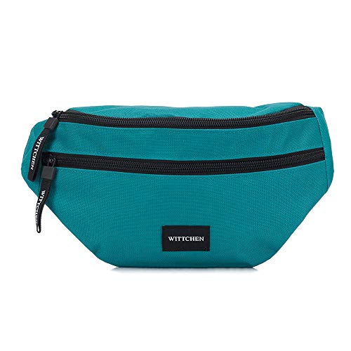 WITTCHEN Gürteltasche | Schlicht | Leicht | Sachet | Hüfttasche | Zwei unterschiedlich große Fächer | Verstellbarer Gurt 26-104 cm | Sportlicher Charakter | Polyester | Türkis | 16 x 27 x 7 cm von WITTCHEN