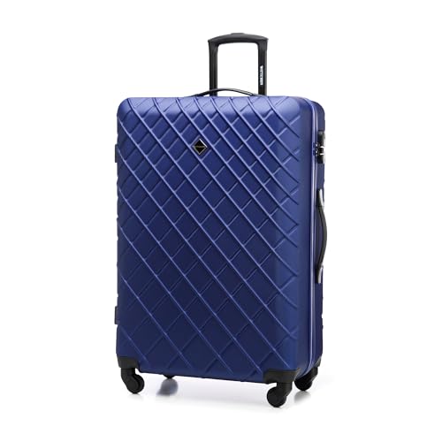 WITTCHEN Reisekoffer Rollkoffer Trolley Großer Koffer Handgepäck Hartschale aus ABS mit 4 Spiner Rollen Zahlenschloss Teleskopgriff Classic line Größe XL Dunkelblau von WITTCHEN