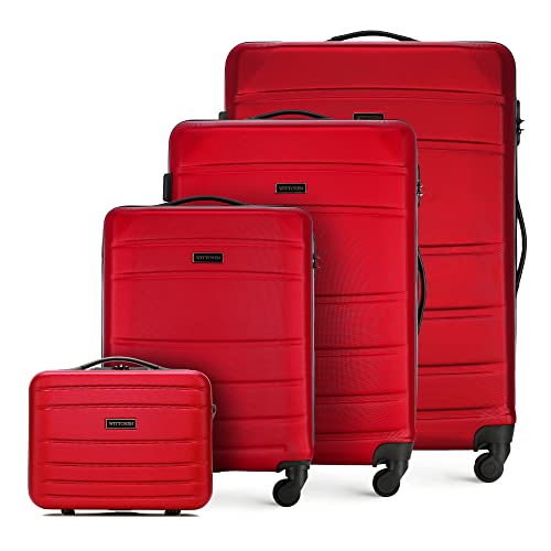 WITTCHEN Koffer-Set 4tlg. Trolley Koffer Reisekoffer aus ABS Hartschalen Trolley 4 Rollen Kombinationsschloss Rot 56-3A-65K-35 von WITTCHEN