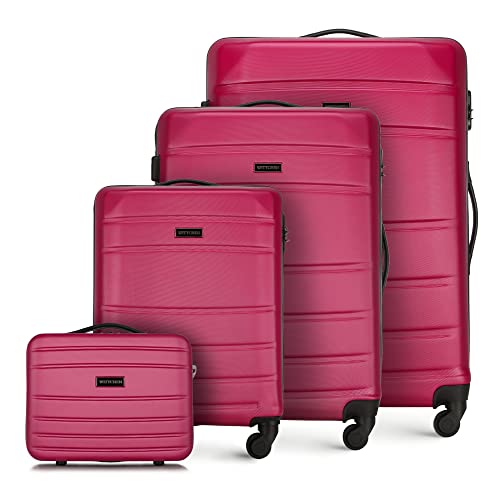 WITTCHEN Koffer-Set 4tlg. Trolley Koffer Reisekoffer aus ABS Hartschalen Trolley 4 Rollen Kombinationsschloss Rosa 56-3A-65K-34 von WITTCHEN