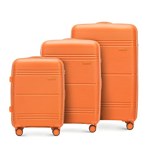 WITTCHEN Kofferset aus leicht Polypropylen Einfarbigem TSA Teleskopgriff (S+M+L) Orange von WITTCHEN