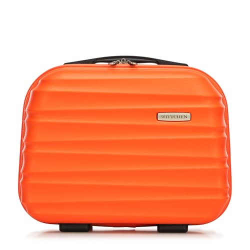 WITTCHEN Kosmetikkoffer Reisekoffer Handgepäck Kabinengepäck Rollkoffer Hartschale aus ABS Zahlenschloss Groove Line Orange von WITTCHEN