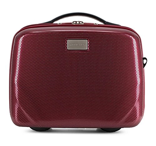 WITTCHEN PC Ultra Light Kosmetiktasche Kosmetikkoffer Kulturbeutel Beauty Case aus Polycarbonat Handgriff Schultergurt Elastische Band Größe XS Dunkelrot von WITTCHEN