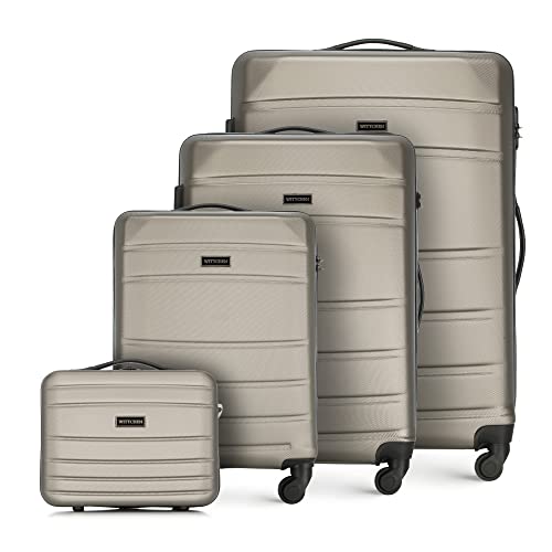 WITTCHEN Koffer-Set 4tlg. Trolley Koffer Reisekoffer aus ABS Hartschalen Trolley 4 Rollen Kombinationsschloss Champagner 56-3A-65K-86 von WITTCHEN