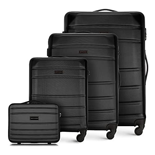 WITTCHEN Koffer-Set 4tlg. Trolley Koffer Reisekoffer aus ABS Hartschalen Trolley 4 Rollen Kombinationsschloss Schwarz 56-3A-65K-10 von WITTCHEN