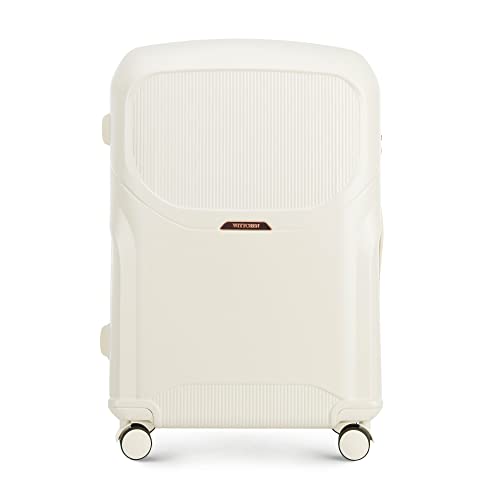 WITTCHEN Stilvoller Reisekoffer Groß Trolley Großer Koffer Strapazierfähigem Polycarbonat Trolley 4 Doppel-Lenkrollen TSA Zahlenschloss 4,6 Kg 101 L Größe L Cremefarben von WITTCHEN