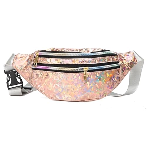 1PC Holographische Fanny Pack Hologramm Taille Tasche PU Strand Reise Banana Hüfte Bum Zip Frauen Geldbörse Gürtel Taschen Mädchen Brust Taschen(Beige) von WJLYDM