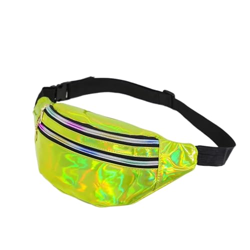 Holografische Gürteltasche, Hologramm-PU-Taillentasche, wasserdichte, glänzende Taillentasche, Taillen-Bauchtasche, Verstellbarer Gürtel, Sport-Taillentasche(Yellow) von WJLYDM