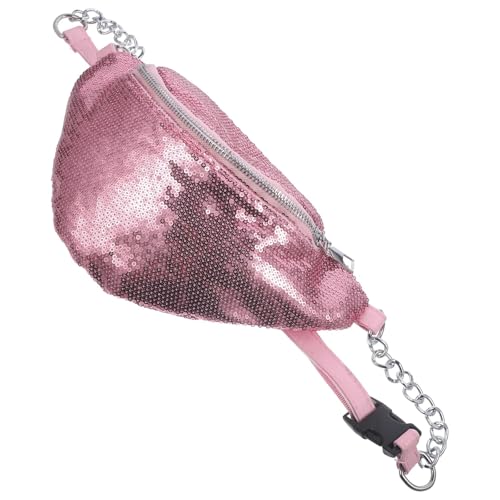 Mode PU Pailletten Fanny Pack Chic Casual Zipper Taille Tasche for Reisen Outdoor Sport Fanny Tasche(Pink) von WJLYDM